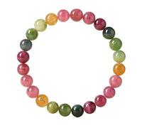 NIBHZ natural rainbow tourmaline gemstone smooth cut stone multicolor color gem energy stretch bracelet healing wristband handmade jewelry,8mm