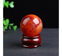 NIBHZ Natural Red Carnelian Agate Ball - Healing Crystal Sphere Balls with Stand - Quartz Crystal Sphere Minerals Specimen for Fengshui Meditation Energy Reiki Home Decor,Red,60mm