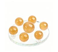 NIBHZ Natural yellow crystal ball seven-star array treasure basin office ornament, opening gift, home and entryway decoration,Base 25cm
