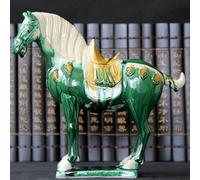NIBHZ Oriental Home Décor, Porcelain Horse, Antique Replica of Tang Dynasty in China Horse, Tricolor (Sancai) Ceramic, Statue, Sculpture, Figurine,E