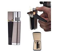 Niblido 2023 New Portable 2 in 1 Metal Lighter With Rotatable Tube, Foldable Butane Torch With Soft Flame, for Outdoor Indoor Use (01Silver), 96mm *36mm