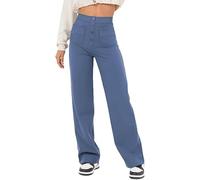 Niblido Bloomydove FlexiPants - Women's Casual High Waist Stretch Pants, Multiple Pockets Straight Leg Pants (UK, Alpha, XL, Regular, Regular, Blue)