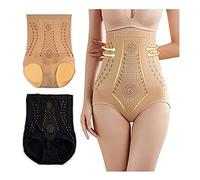 Niblido IONSTech Unique Fiber Restoration Shaper,Far Infrared Fat Burning Tummy Control High Waist Underwear for Women (Skin Color+Black)