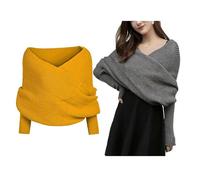 Niblido Sweater Scarf with Sleeves, Women Knit Sweater Tops Scarf, Winter Multifunctional scarf with sleeves,Winter Warm Solid Color Knitted Wrap (Turmeric)