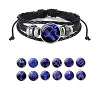 Niblido Zodiac Signs Spirit Bracelet, Handmade Woven Multilayer Adjustable 12 Constellation Zodiac PU Leather Bracelets Unisex, Glow in the Dark Zodiac Jewelry Gifts For Women Men (Sagittarius)