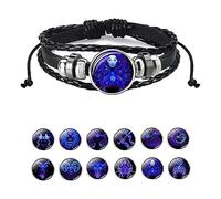 Niblido Zodiac Signs Spirit Bracelet, Handmade Woven Multilayer Adjustable 12 Constellation Zodiac PU Leather Bracelets Unisex, Glow in the Dark Zodiac Jewelry Gifts For Women Men (Virgo)