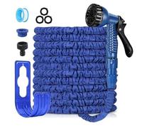 Niboameu Expandable Garden Hose Pipe 15m 50ft, Hosepipes for Garden Flexible Garden Hose with 7 Function Spray Gun,Extendable Water Hose Retractable Magic Hose Pipe for Gardening Car Washing (Blue)