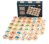Niboken Matching Memory Game for Kids, Wooden Animals Matching Pairs, Preschool Learning & Education Board Toys for Toddlers Age 3+ Year Old (40 Chips)