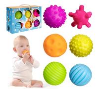 Niboken Sensory Play Ball Set, Textured 6 Pieces Multi Soft Tactile Balls for Babies Toddlers Infant Hand Grasping Massage Ball Bath Toy Stress Relief Toys (Ages 0-3 Years)