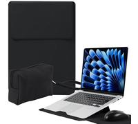 Niboow 15-16 Inch Protective Laptop Sleeve with Stand for MacBook Pro 16" M4/M3/M2/M1 Pro/Max 2024-2019, MacBook Air 15" M4/M3/M2 2025-2023, Matte PU Leather Laptop Sleeve Bag for 15-16" Laptop-Black