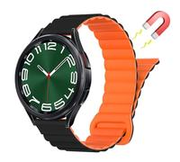 Niboow 20mm Silicone Magnetic Watch Bands for Samsung Galaxy Watch Watch 7/6 / 5/4 40mm 44mm / Galaxy Watch FE 40mm / Watch 6 Classic 43mm 47mm, Strap for Galaxy Watch 5 Pro 45mm - Black Orange