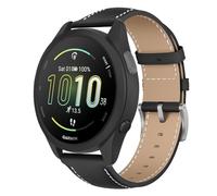 Niboow 20mm Soft Leather Strap for Garmin Forerunner 70/170/170 Music(43mm) | for Garmin Forerunner 570 42mm/Approach J1 43mm/S50/S44/Vivoactive 6 with Stainless Steel Buckle Leather Watch Bands (Black)