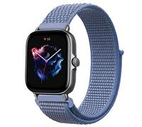 Niboow 20mm Strap Compatible with Amazfit T-Rex 3 Pro 44mm/Active 2/Active/GTS 4/GTS 4 Mini/GTS 3/GTS 2 Mini, Nylon Soft Watch Bands for Amazfit GTR Mini/Bip 3/Bip 3 Pro/Bip Lite/Bip U Pro - Blue