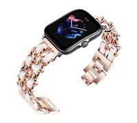 Niboow 20mm Strap for Amazfit GTR Mini/GTS 4/GTS 4 Mini/Bip 3 Pro/Bip 3/GTS 3/GTS 2 Mini, Metal Leather Watch Bands for Garmin Vivoactive 5/Venu Sq 2/Venu Sq 2 Music/Venu 2 Plus - Rose Gold/White