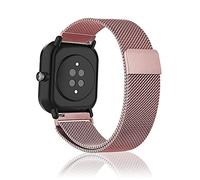 Niboow 20mm Strap for Amazfit GTS 4/GTS 4 Mini/GTS 3/GTS 2 Mini/GTS 2/GTS 2e/GTS/GTR 42mm, Stainless Steel Metal Watch Bands for Amazfit Bip 3 Pro/Bip 3/Bip Lite/Bip S/Bip U Pro/Bip S Lite - Pink