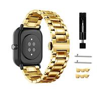 Niboow 20mm Strap for Amazfit GTS 4 Mini/GTS 3/GTS 2 Mini/Bip 3 Pro/Bip S/Bip U Pro/Bip Lite, Metal Stainless Steel Watch Bands for Garmin Venu Sq 2/Venu Sq 2 Music/Venu 2 Plus/Venu Sq Music-Gold