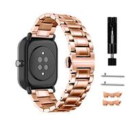 Niboow 20mm Strap for Amazfit GTS 4 Mini/GTS 3/GTS 2 Mini/Bip 3 Pro/Bip S/Bip U Pro/Bip Lite, Metal Stainless Steel Watch Bands for Garmin Venu Sq 2/Venu Sq 2 Music/Venu 2 Plus/Venu Sq Music-Rose Gold
