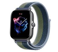 Niboow 20mm Strap for Amazfit T-Rex 3 Pro 44mm/Active 2/Active/GTS 4/GTS 4 Mini/GTS 3/GTS 2 Mini, Nylon Soft Watch Bands for Amazfit GTR Mini/Bip 3/Bip 3 Pro/Bip Lite/Bip U Pro - Blue/Green