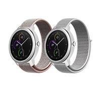 Niboow 20mm Strap for Garmin Vivoactive 6/Vivoactive 5/Vivoactive 3 music/Forerunner 165 Music, Nylon Soft Watch Band for Garmin Venu Sq 2/Venu 2 Plus/Sq 2 Music/Venu Sq/Venu Sq Music - White + Pink