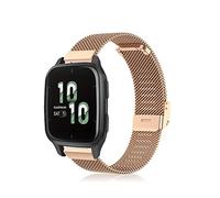 Niboow 20mm Watch Bands for Garmin Venu Sq 2/Sq 2 Music/2 Plus - Stainless Steel, Rose Gold