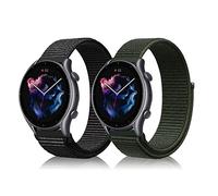 Niboow 22mm Strap for Amazfit Bip 5/GTR 4/GTR 3 Pro/GTR 3/GTR 2 eSIM/GTR 2e/GTR 47mm, Nylon Men Women Nylon Soft Watch Band for Amazfit Cheetah/Cheetah Pro/Stratos 3/Stratos 2s/Stratos - Black+Green