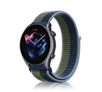 Niboow 22mm Strap for Amazfit Bip Max/Bip 6/Bip 5/GTR 4/GTR 3 Pro/GTR 3/GTR 2 eSIM/GTR 2e, Nylon Soft Watch Band for Amazfit Balance 3/Balance2/ Balance/Balance Ultra/Cheetah 2 Ultra - Blue/Green