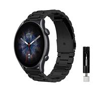 Niboow 22mm Strap for Garmin Forerunner 265/Forerunner 255/Forerunner 255 Music/Vivoactive 4/Venu 2, Metal Stainless Steel Watch Bands for Xiaomi Watch 2 Pro/Watch S1/Watch S1 Active/Mi Watch - Black