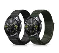 Niboow 22mm Strap for Huawei Watch GT 6/GT 6 Pro/GT 5/GT 5 Pro/GT 4/GT 3/GT 2 Pro (46mm), Nylon Soft Watch Bands for Huawei Watch5/Watch4/Watch3 Pro (46mm)/Watch4 Pro 48mm - Black+Green