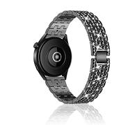 Niboow 22mm Strap for Xiaomi Watch S1/S1 Active/Mi Watch, Diamond Stainless Steel Metal Watch Bands for Amazfit GTR 3 Pro/GTR 3/GTR 2 eSIM/Huawei Watch GT 3 Pro 46mm/GT 3 46mm/GT Runner/GT 2e - Black