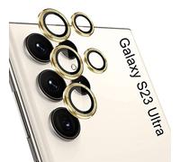 Niboow Camera Lens Protectors for Samsung Galaxy S23 Ultra, Aluminum Alloy Tempered Glass Anti Scratch Camera Cover, Independent Lens Protectors Film for Samsung Galaxy S23 Ultra - Gold