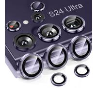 Niboow Camera Lens Protectors for Samsung Galaxy S24 Ultra 5G, Aluminum Alloy Tempered Glass Anti Scratch Camera Cover, Independent Lens Protectors Film for Samsung Galaxy S24 Ultra 5G - Purple
