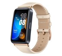 Niboow Compatible for Huawei Band 8/9 / 10 Leather Strap, Men Women Leather Adjustable Watch Band with Stainless Steel Buckle, Soft Replacement Bracelet Strap for Huawei Band 8/9 / 10 - White