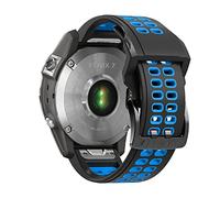 Niboow QuickFit 22mm Strap for Garmin Fenix 8 47mm/Fenix E 47mm/Fenix 7 Pro Solar/Fenix 7/Epix 2 Pro 47mm, Sport Silicone Watch Bands for Garmin Fenix 6 GPS/Fenix 6 Pro GPS/Fenix 5 Plus - Black/Blue