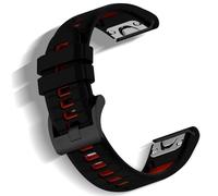Niboow QuickFit 22mm Strap for Garmin Fenix 8 47mm/Fenix E 47mm/Fenix 7 Pro Solar/Fenix 7/Epix 2 Pro 47mm, Sport Soft Silicone Watch Bands for Garmin Fenix 6 GPS/Fenix 6 Pro GPS/Fenix 5-Black/Red