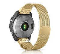 Niboow QuickFit 22mm Strap for Garmin Fenix 8 47mm/Fenix E 47mm/Fenix 7 Pro Solar/Fenix 7/Epix 2 Pro 47mm, Men Women Metal Watch Bands for Garmin Fenix 6 GPS/Fenix 6 Pro GPS/Fenix 5 Plus - Gold