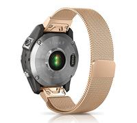 Niboow QuickFit 22mm Strap for Garmin Fenix 8 47mm/Fenix E 47mm/Fenix 7 Pro Solar/Fenix 7/Epix 2 Pro 47mm, Men Women Metal Watch Bands for Garmin Fenix 6 GPS/Fenix 6 Pro GPS/Fenix 5 Plus - Rose Gold