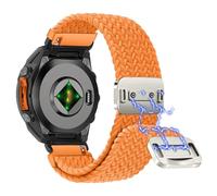 Niboow QuickFit 26mm Nylon Watch Strap for Garmin Fenix 8 51mm/Fenix 7X Pro Solar/Fenix 7X/Fenix 6X/Fenix 6X Pro, Sport Elastic Replacement Band for Garmin Tactix 8 51mm/Descent Mk3i - Orange