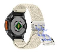 Niboow QuickFit 26mm Nylon Watch Strap for Garmin Fenix 8 51mm/Fenix 7X Pro Solar/Fenix 7X/Fenix 6X/Fenix 6X Pro, Sport Elastic Replacement Band for Garmin Tactix 8 51mm/Descent Mk3i - White