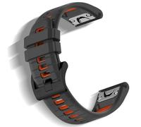 Niboow QuickFit 26mm Strap for Garmin Fenix 8 51mm/Fenix 7X Pro Solar/Fenix 7X/Fenix 6X/Fenix 6X Pro/Fenix 5X Puls, Sport Soft Silicone Watch Bands for Garmin Enduro 3/Epix 2 Pro 51mm - Gray/Orange