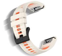 Niboow QuickFit 26mm Strap for Garmin Fenix 8 51mm/Fenix 7X Pro Solar/Fenix 7X/Fenix 6X/Fenix 6X Pro/Fenix 5X Puls, Sport Soft Silicone Watch Bands for Garmin Enduro 3/Epix 2 Pro 51mm - White/Orange
