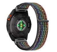 Niboow QuickFit 26mm Strap for Garmin Fenix 8 51mm/Fenix 7X Pro Solar/Fenix 7X/Fenix 6X/Fenix 6X Pro/Fenix 5X/Fenix 5X Puls, Nylon Breathable Watch Band for Garmin Enduro 3/Epix 2 Pro 51mm - Rainbow
