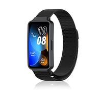 Niboow Strap Compatible with Huawei Band 8/9 / 10, Men Women Magnet Stainless Steel Mesh Metal Breathable Watch Bands for Huawei Band 8/9 / 10 - Black