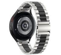 Niboow Strap for Samsung Galaxy Watch 7 FE 40/44, 43/47, 42/46 - One-Click Metal Stainless Steel Band for Galaxy Watch 5 Pro 45 - Silver Black