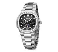 NIBOSI Men Watches Stainless Steel Analog Quartz Chronograph,Water-Resistant Diamond Dial with Luminescent Effect and Date Display Function,Gift Selection for Men's Watches(Silver Black)