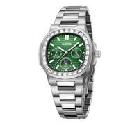 NIBOSI Men Watches Stainless Steel Analog Quartz Chronograph,Water-Resistant Diamond Dial with Luminescent Effect and Date Display Function,Gift Selection for Men's Watches(Silver Green)