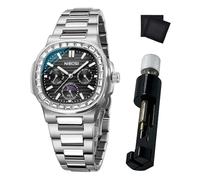 NIBOSI Men's Watches - Analog Quartz Chronograph Watch for Men, Waterproof Luxury Diamond Luminous Dial Business Dress Watch for Anniversary Graduation and Birthday Gifts, Silver Black, minimalist