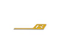 NIBOTT 3D Flat Font Letters ABS Emblem Yellow R GT GTR Fit For Mercedes Fit For Benz AMG Car Trunk Nameplate Badge Logo Sticker Chrome Glossy Black(Silver yellow R)