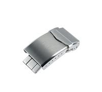 NIBOTT Fit For San Martin Watch Clasp Brushed Folding Clasp With Safety 18mm 20mm Solid 316L Stainless Steel Deployment Buckle 2-Fold Durable(Silver 18mm)