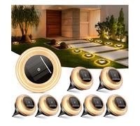 NIBSHOOM Solar Floor Lights Outdoor Pack of 8, IP68 Waterproof, Warm White | Solar Lights Garden 12H Battery Life, Garden Lighting Solar Disc Lights, Solar Lights for Outdoor Use for Garden, Patio