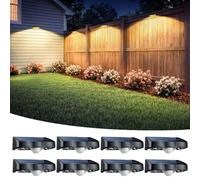 nibuuecer Solar Lights Outdoor Garden, 8 Pack Warm White 3000K Solar Fence Lights with 3 Modes Motion Sensor IP65 Waterproof Dusk to Dawn Garden Lights for Wall Patio Deck Backyard Garden Decorative